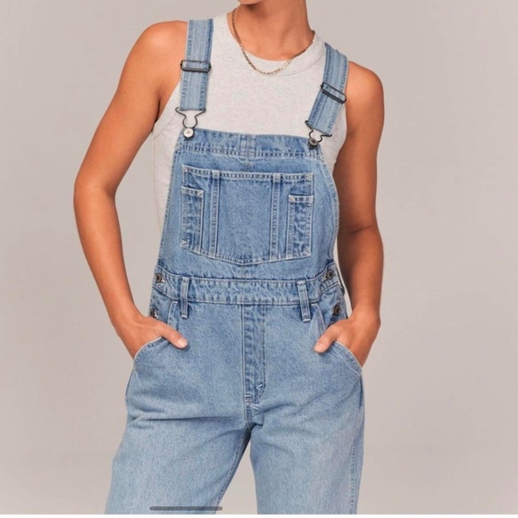 Abercrombie & Fitch Light Blue Denim Overalls - Picture 2 of 6